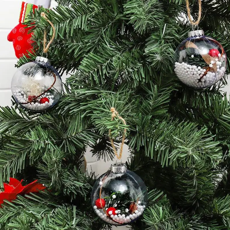 Romantic Design Christmas Tree Pendant Hanging Decorations Ball Transparent Plastic christmas ball ornaments