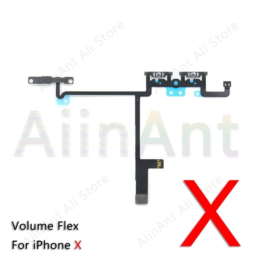New High Quality Power Flex For iPhone X Xs Max XR 6 6s 7 8 Plus Mute Button Volume Power Flex Cable with Metal Repair Parts