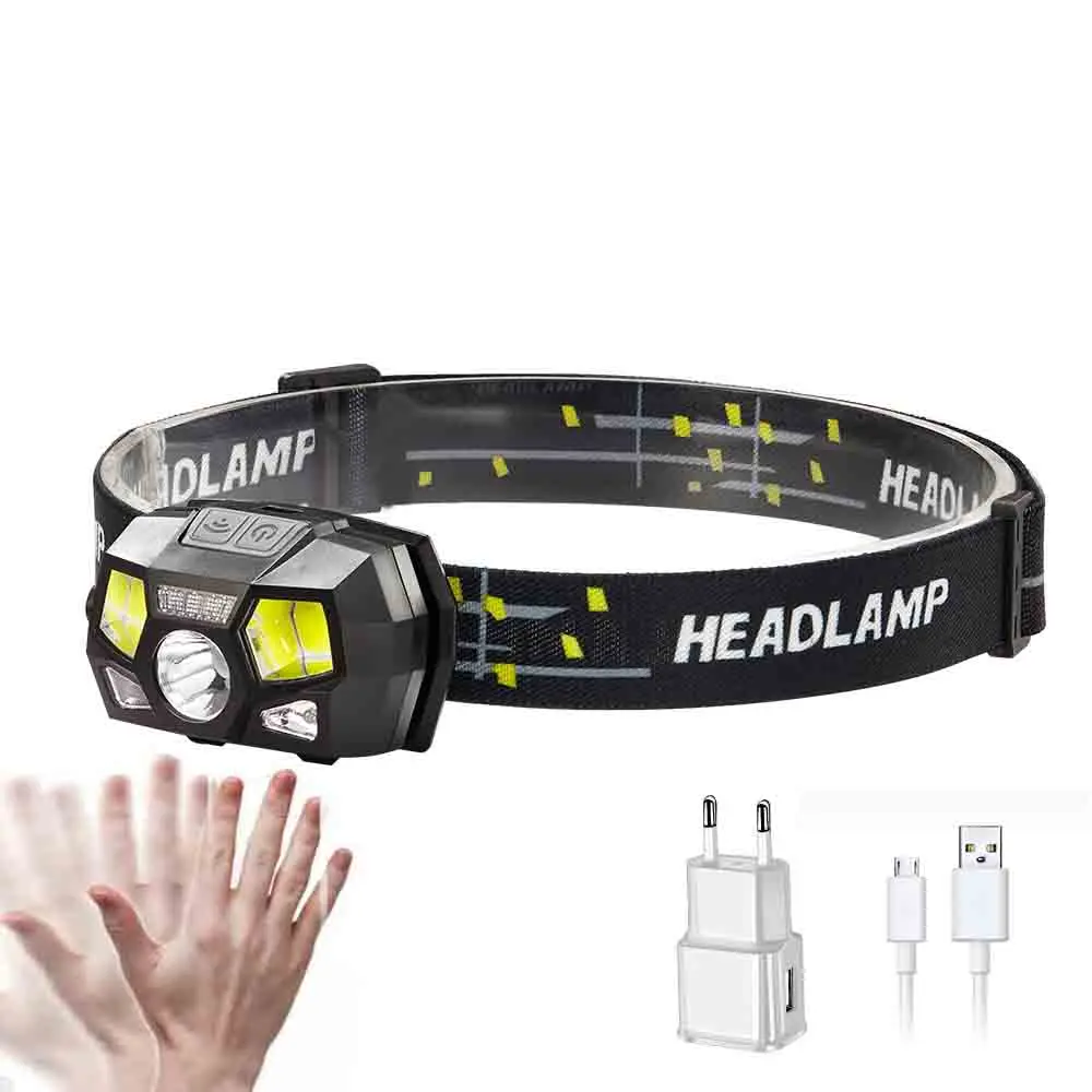 

2000LM LED Super bright Headlamp Motion Sensor USB rechargeable waterproof Head lamp Suitable for cycling, fishing and camping