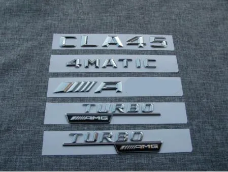 1 комплект хромированные буквы Значки Эмблемы для Mercedes CLA45 TURBO AMG 4matic - Цвет: Shiny Silver