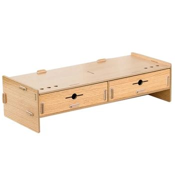 

Wooden Monitor Stand Riser Computer Desk Shelf with Keyboard Mouse Storage Slots for Office Supplies School Computer Heighten Ra