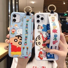 Чехол с рисунком Crayon Shin Chan для iPhone 11 Pro XR XS Max X 7 8 6 6S Plus 11Pro милый чехол-подставка для телефона с аниме-браслетом