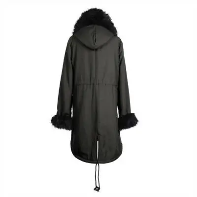 Модные женские стильные однотонные Зимние Теплые повседневные длинные тренчи с длинным рукавом верхняя одежда из искусственного меха парка с капюшоном пальто