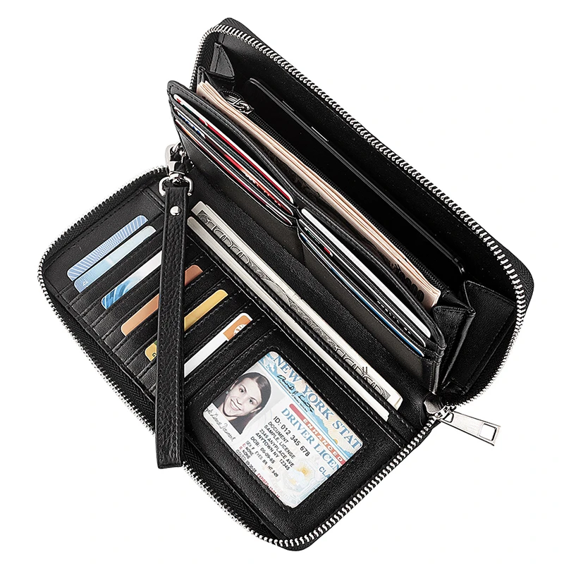 Coin Purse Women Wallet Genuine-Leather Ladies Clutch-Bag Card-Holder Cell-Phone-Pocket