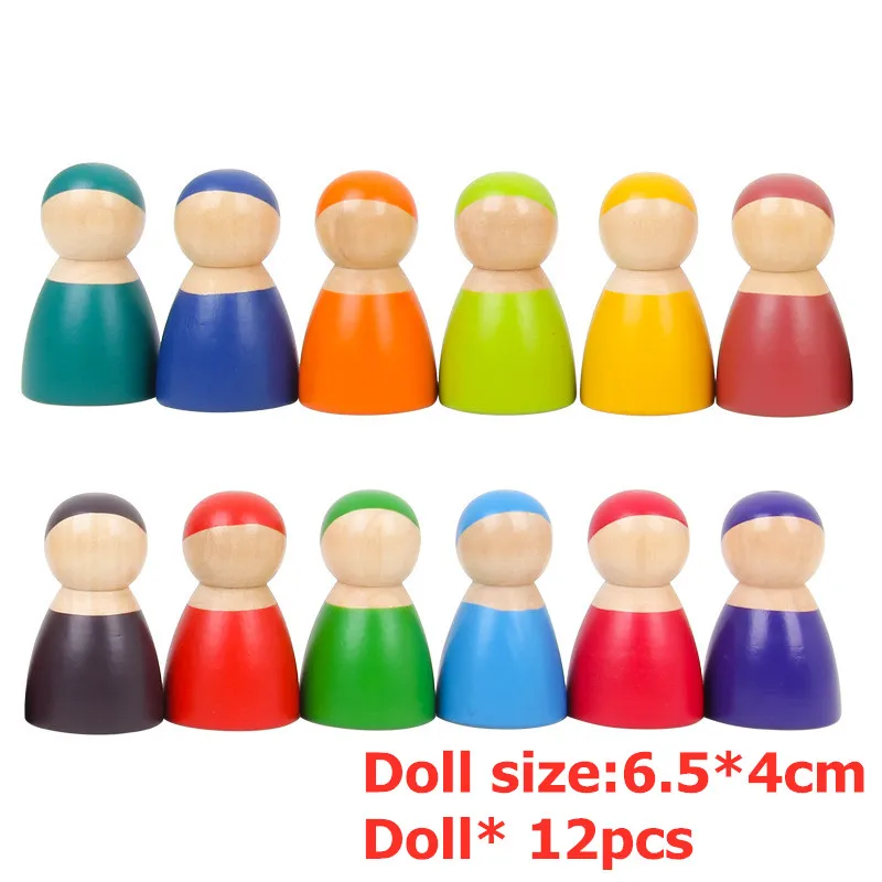 

12pcs/set Wooden Colorful Doll Story Role Playing Pretend Game Toys Parent-child Interaction DIY Educational Toys for Kids Gifts