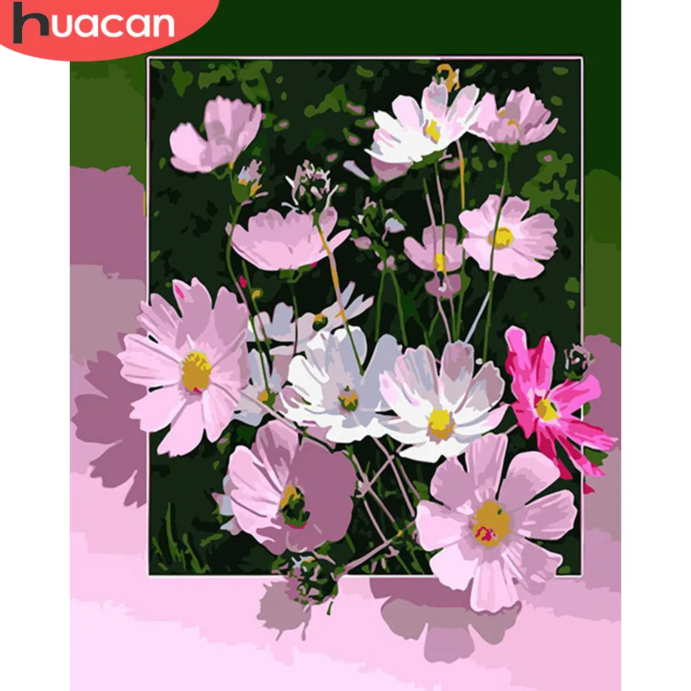 

HUACAN Painting By Numbers Flowers HandPainted Drawing Canvas Kits DIY Home Decoration Coloring Number Gift Pictures