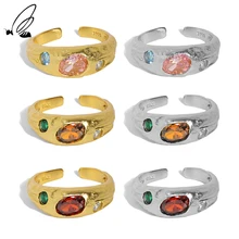 S'STEEL Sterling Silver 925 Korean Zircon Texture Opening Ring For Women Minimalist Designer Gold Engagement Open 2021 Jewellery