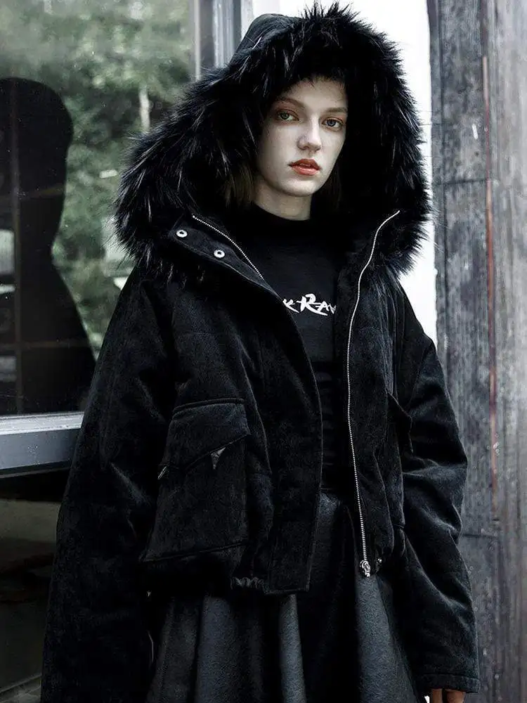 Punk Rave Women's Warm Fluffy Hooded Chamois Jackets Coats PY-439MD | Женская одежда