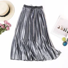 Новая повседневная серая осенне-зимняя бархатная юбка женская модная однотонная плиссированные женские юбки с эластичной высокой талией трапециевидная юбка миди