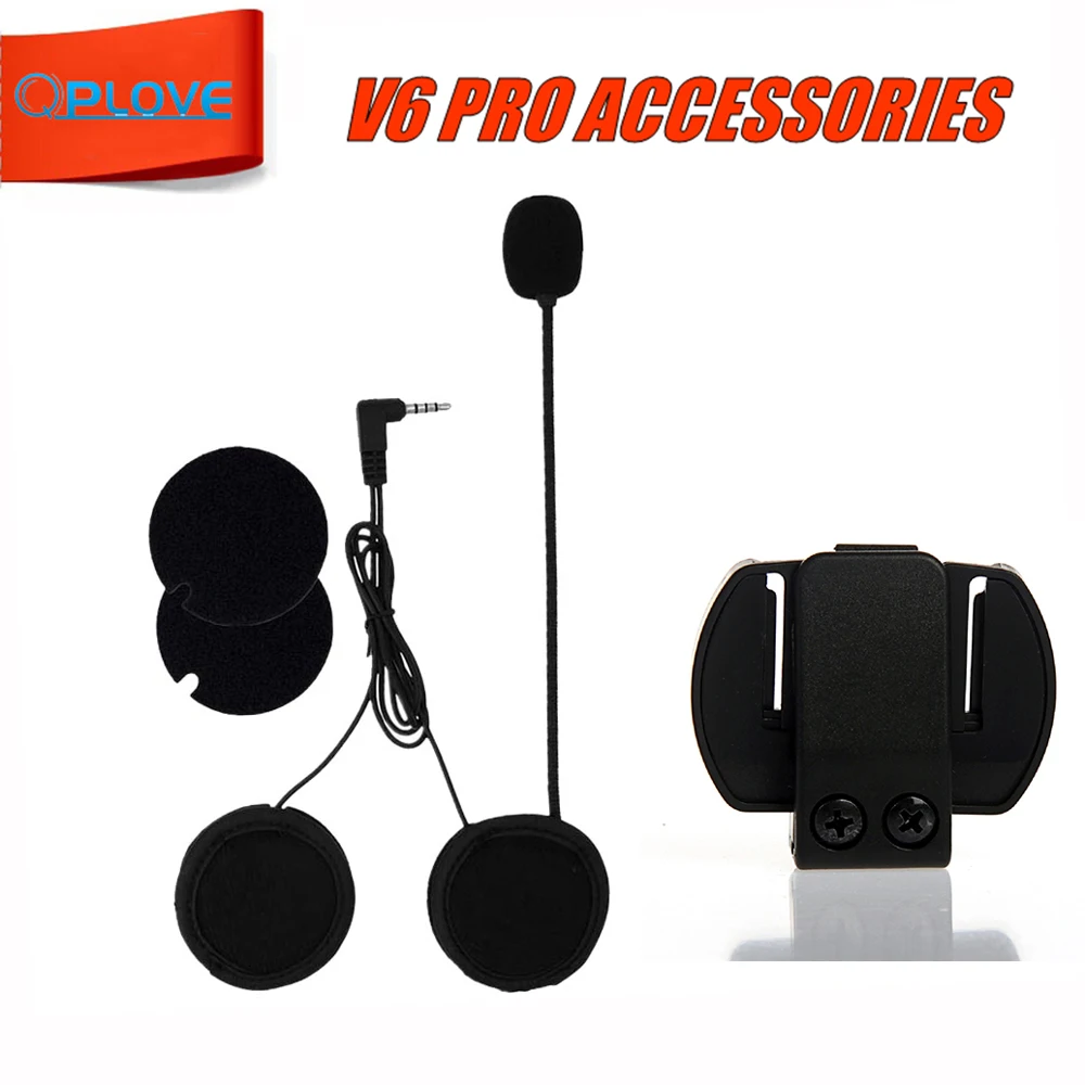 QPLOVE V6 Pro Motorcycle Intercom Microphone and Clip Accessories Ordinary Headset Speaker Talking Tools