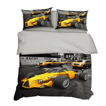 

3D Raceing Car Printed Bedding Set Polyester Pillowcase Duvet Cover Sets 3pcs Home Textile Family Bed Sets