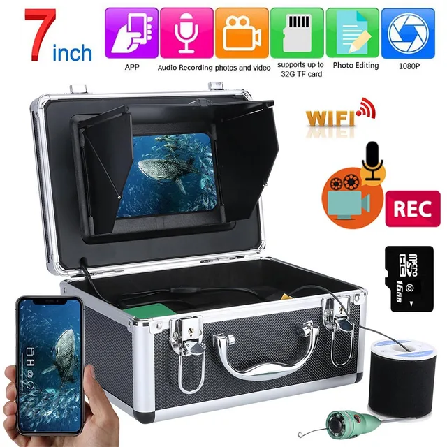 $US $158.00  Fish Finder Underwater Fishing Ice 1080P Camera Kit 7 Inch WIFI Wireless 16GB Video Recording DVR +