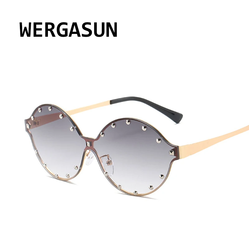 Женские солнцезащитные очки с металлическими заклепками WERGASUN роскошные
