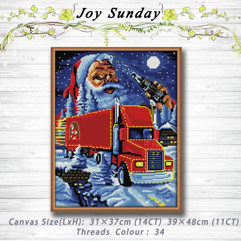 

Christmas truck decor Patterns 14CT 11CT Counted Cross Stitch Sets embroidery set Needlework kit chinese cross stitch Home decor