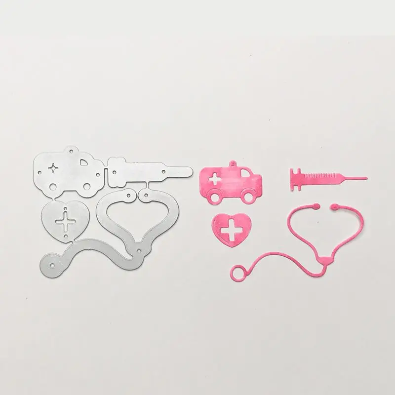 

Hospital Medical Supplies Syringe Ambulance Metal Cutting Dies DIY Scrapbooking Craft Cards Decorate Background New Die Cut 2019