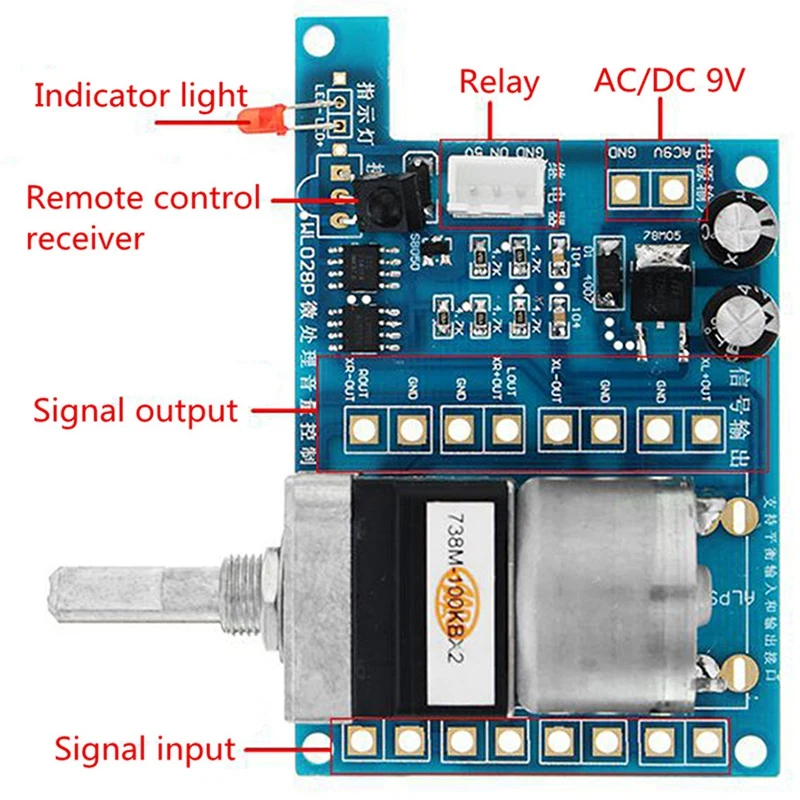 Ac/Dc 9V Infrared Remote Control Volume Control Board Alps Pre Potentiometer 80Mmx 51Mm Electric Control Board Modules