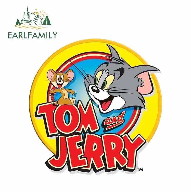

EARLFAMILY 13cm x 13cm Tom And Jerry Car Accessories Decal Sticker Polyethylene JDM Car Door Protector Back To The Future Oem