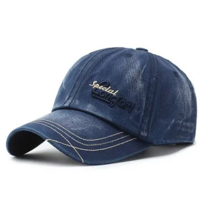 SILOQIN осень тренд Мужская джинсовая Бейсболка Snapback Мода Письмо Вышивка Досуг Регулируемый головной убор размер Спортивная Кепка s для мужчин - Цвет: Dark Blue