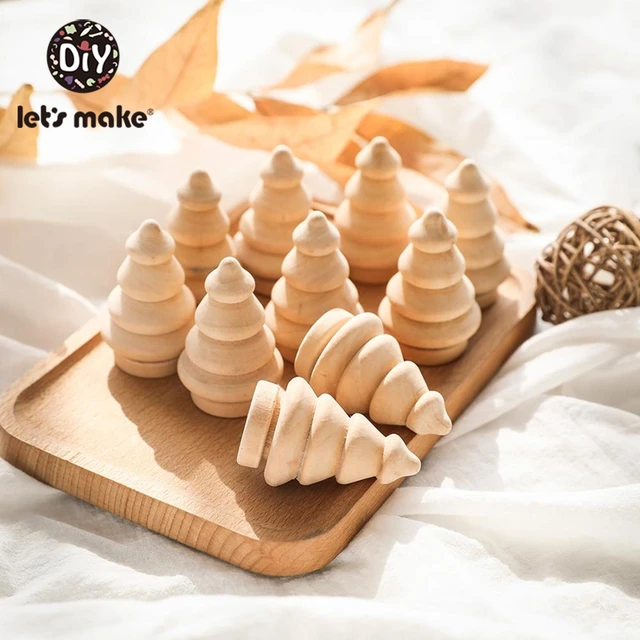 Wooden Peg Dolls Baby Toys 10pcs Maple Wood Unpainted Family Wooden Doll Pine Cone Snowman Dolls Christmas Tree Toy Custom Logo 1