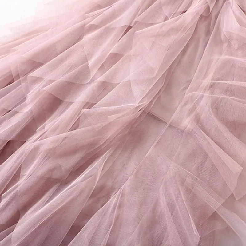Женское многослойное Сетчатое балетное платье с высокой талией, вечерние тюлевые трапециевидные юбки средней длины, пышное женское длинное платье-пачка