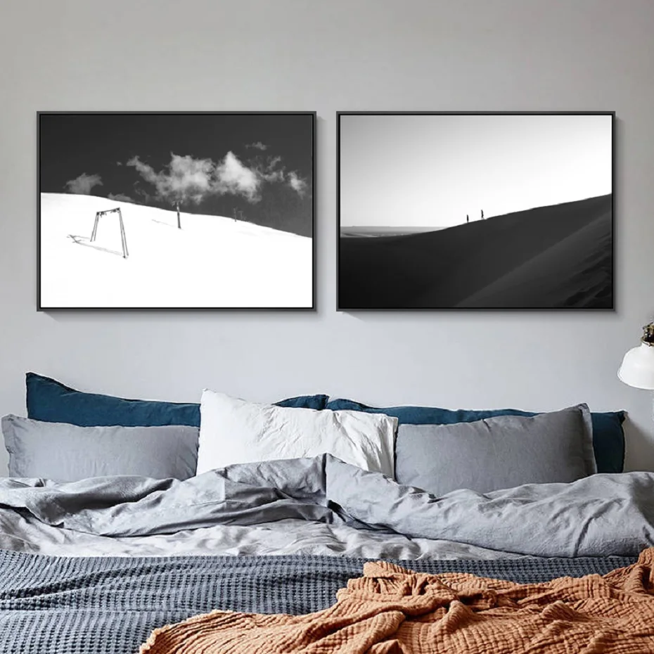 

Nordic Black and White Desert Landscape Posters And Prints Minimalism Wall Art Canvas Paintings Pictures Living Room Home Decor