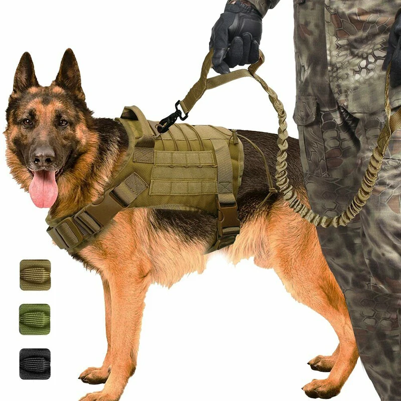 Chaleco táctico ajustable para perros, arnés Molle de nailon para caza, resistente al agua, patrulla militar