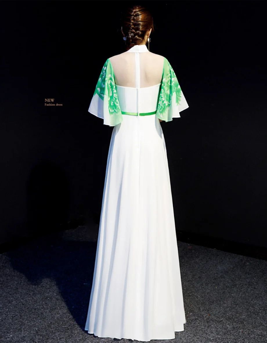 Китайский Улучшенный чёнсам Vestidos женский тонкий Qipao элегантный платок длинное вечернее платье guzheng сценические шоу