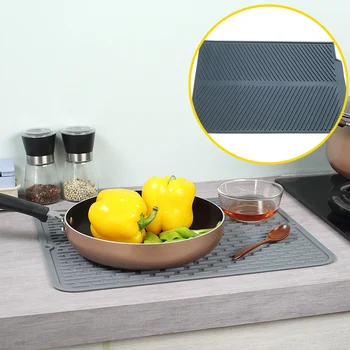 

Rectangle Silicone Dish Drying Mat Premium Heat Resistant Dinnerware Table Mat Tableware Dishwasher Placemat Kitchen Dish Mat