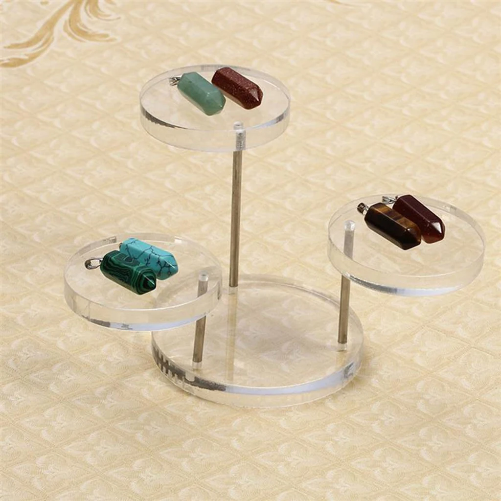  3 Tray Clear Acrylic Display Stands Cosmetic Storage Display Shelf for Rings Earrings