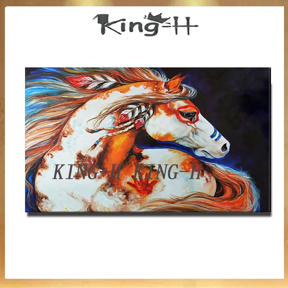 

Pintura al óleo de caballo de alta calidad pintada a mano en lienzo pintura al óleo de caballo Animal moderno para pared de sala