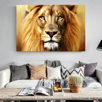 

Gold Afrian Lion Wild Animals Canvas Art Painting Scandinavian Posters and Prints Cuadros Wall Art Pictures For Living Room