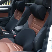 2 шт. супер мягкая поясничная поддержка для автомобиля подушка для сиденья под нижней спинкой подголовник автомобиля Поддержка Защита позвоночника кривая девушка черный