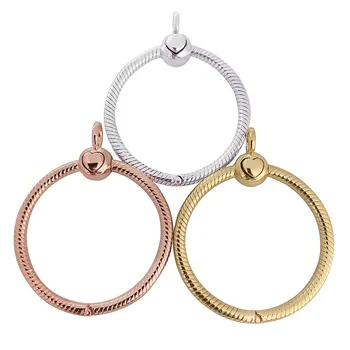 

Origianl Rose Gold & Silver Moments Medium O Necklace Pendant Fit 925 Sterling Silver Charm Bracelet Bangle Diy Jewelry