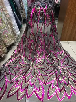 

Pink Nigerian Lace Fabric 3 d Flowers Embroidery Sequins Lace Fabric High Quality African French Lace Fabric For Wedding Dress