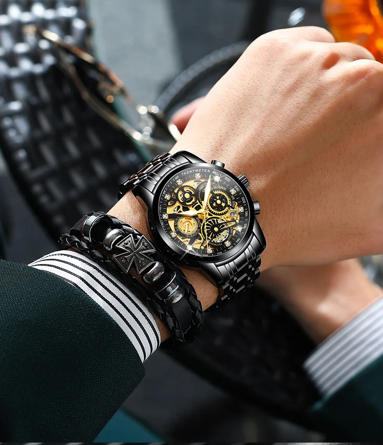 New Fashion Mens Watches with Stainless Steel Strap High Quality Accurate Waterproof Men's Business Watches Four Color