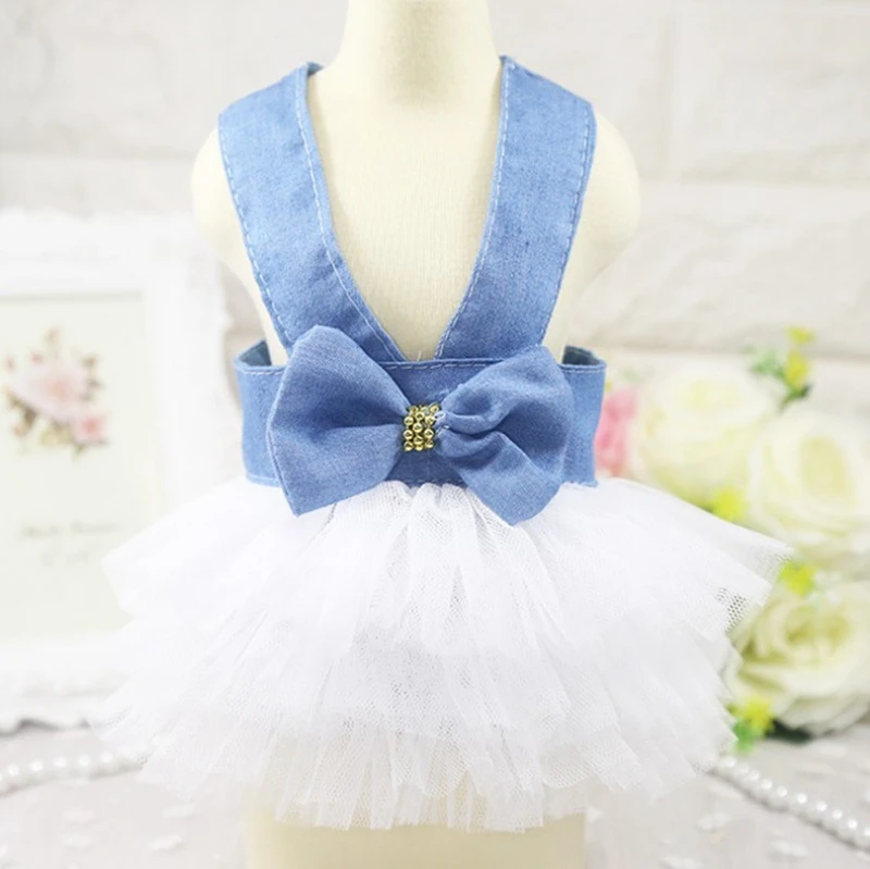 Dog Lace Tullle Dress Pet Dog Clothes for Small Dogs Party Birthday Wedding Bow Knot Dress Ball Gown Puppy Costume Cute Clothing