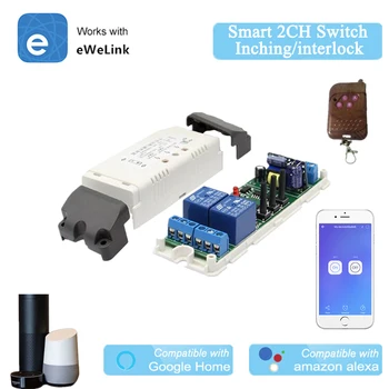 

EweLink Smart Home WiFi RF433 2 Channel Switch Inching Interlock Selflock Wifi Module App Control Remote Relay DIY Smart Home