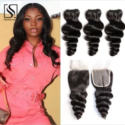 Sister Body Wave 3 Bundles With Closure Human Hair Bundles With Closure Remy 100% Human Hair Frontal Closure