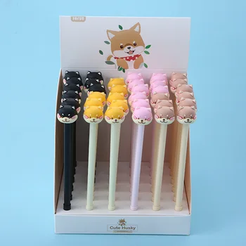 

2 Pcs Cartoon Animal Shiba Head Gel Pen 0.5mm Black Blue Ink Writing Pen School Office Supply Stationery