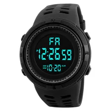 Montre numérique de sport pour hommes, étanche, affichage de la Date, du calendrier, de la semaine, alarme, bracelet en Silicone, électronique
