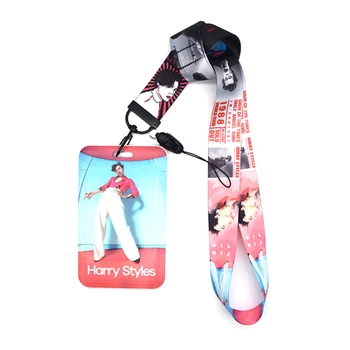 

20PCS Office Card Sleeve Sets ID Badge Case Clear Bank Credit Card Holder Music Harry Styles Lanyards Hip Hop Keychain KB2364