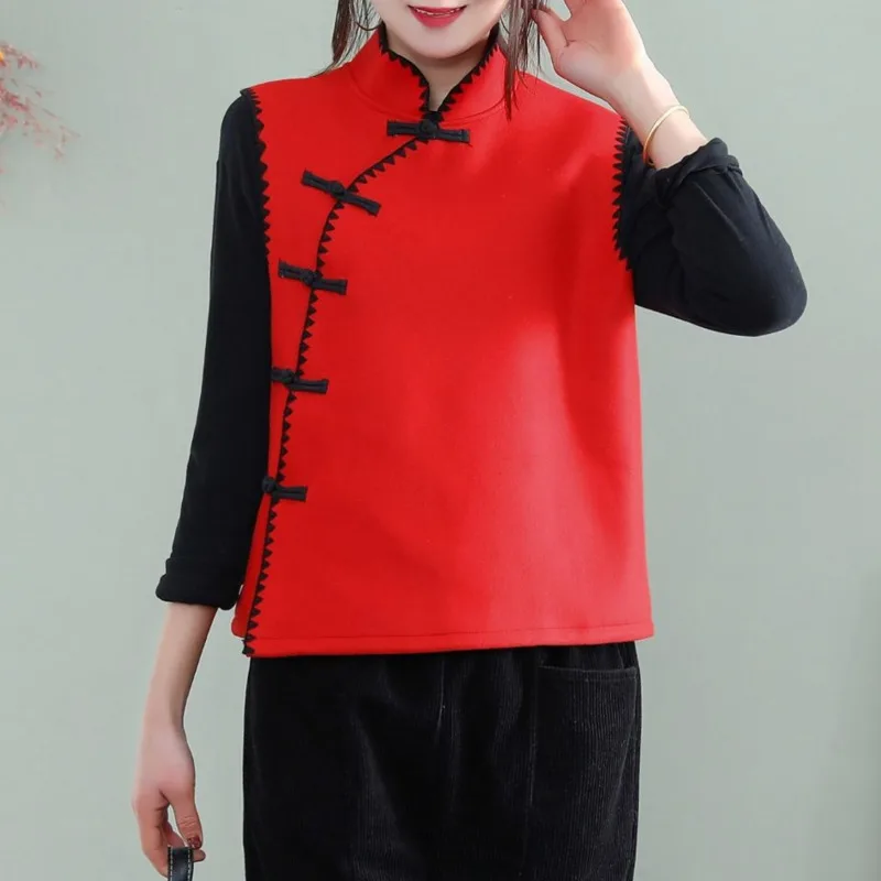 Retro Chinese Style Top Vest Women Modern Tang Suit Gilet Shirt Loose Oriental China Traditional Ethnic Blouse Clothing Harajuku