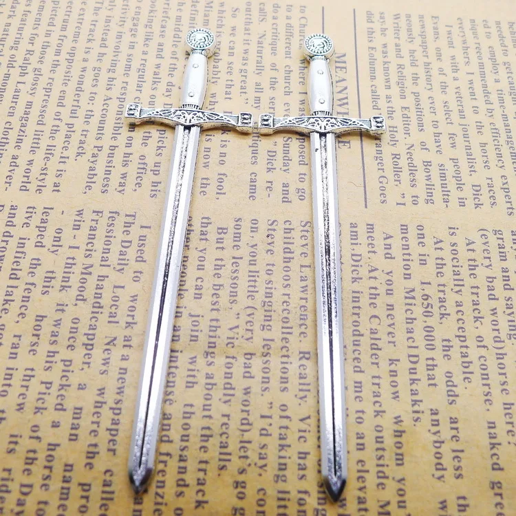 

4pcs/Lot 24x86mm Ancient Sword Alloy Charms Antique Silver Color Pendants for DIY Jewelry Making Charm