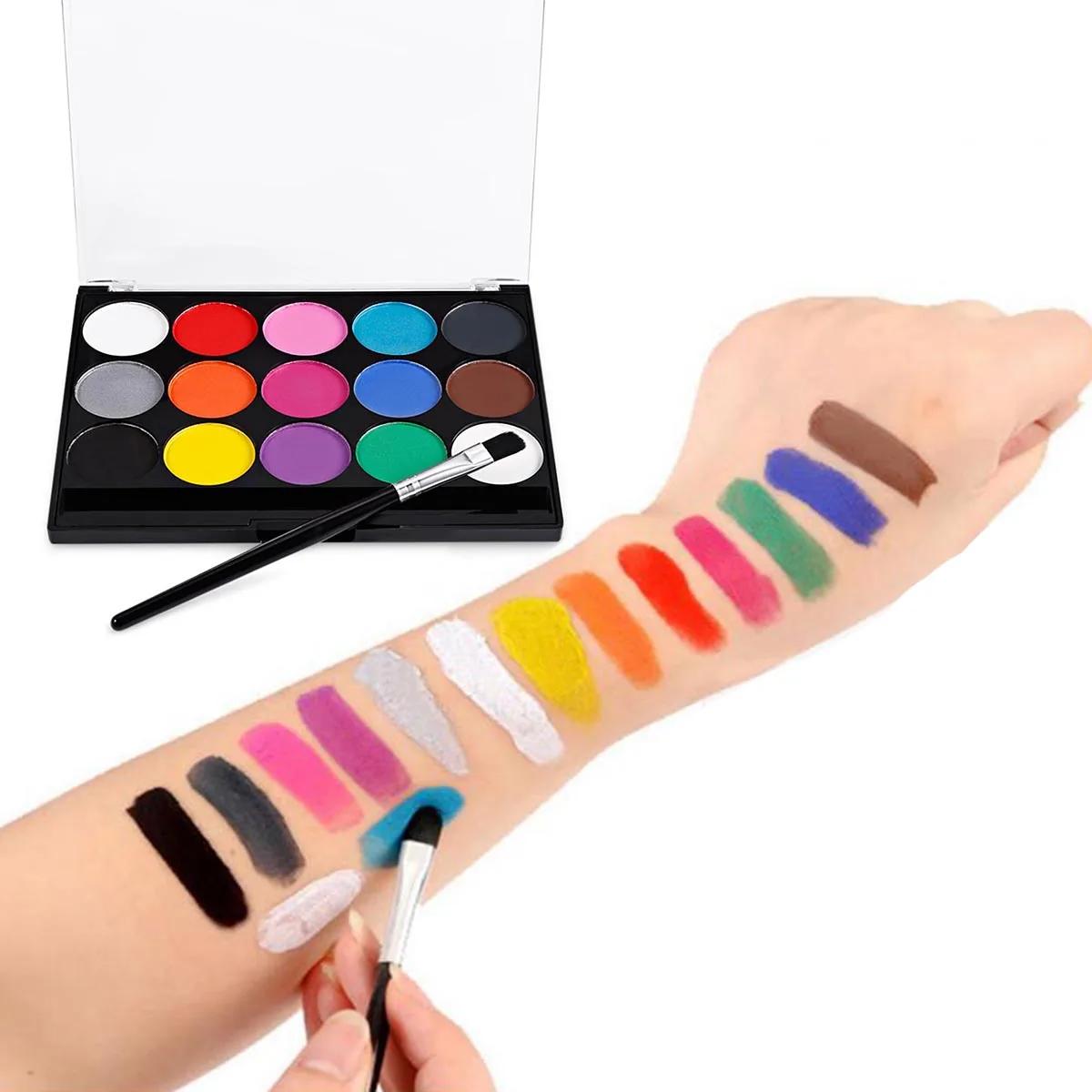 

15 Colors Face Body Painting Palette Water-Soluble Face Body Painting Pressed Powder Palettes With Brush Makeup Tool