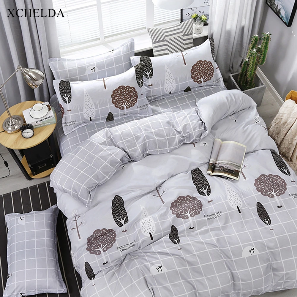 

Plaid Comforter Duvet Cover Bed Sheet set Double Single King Size Bedding Set Nordic Grey Cotton Children linens Home Textile
