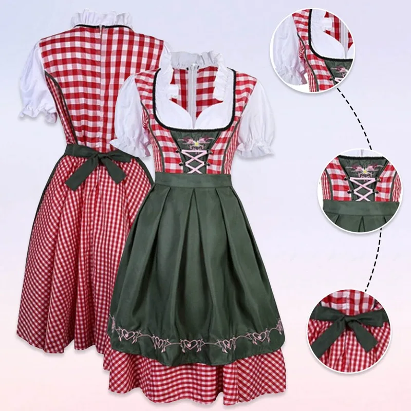 

2019 Hot Sale Woman Germany Tradition Costume Oktoberfest Beer Girl Bavarian Dirndl Dress With Apron S-XL