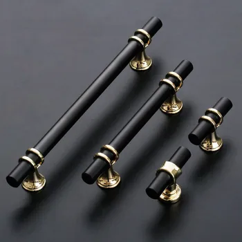 KKFING Black Cabinet Handles Zinc alloy Modern American Kitchen Door Wardrobe Long Handles Pull Knobs Furniture Hardware