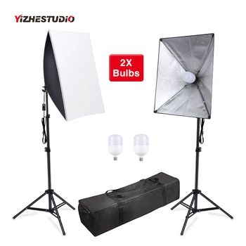 

Yizhestudio 2Pcs/set Photography Softbox with 58W Lamp Holder ,2M light Stand Photo Studio Soft Box Kit