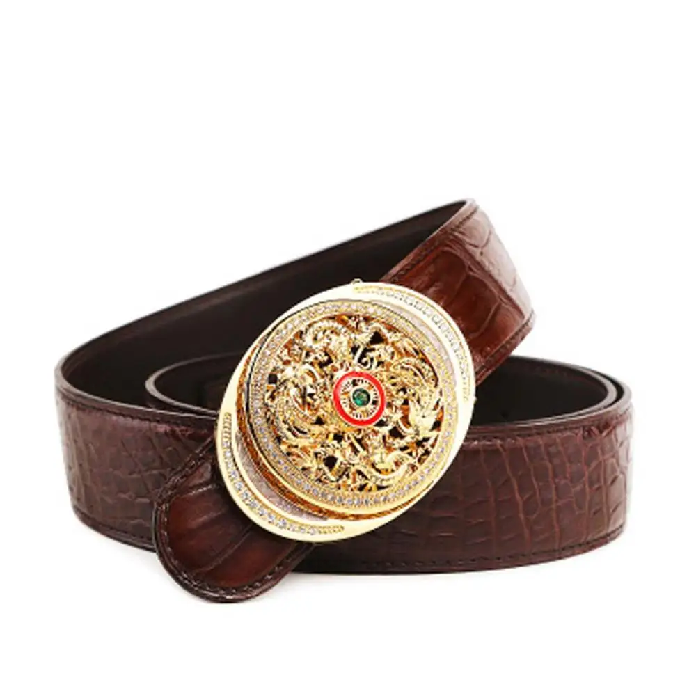 

linshe men Stainless steel men belt business male Genuine crocodile leather No stitching male crocodile men belt