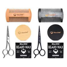 4 шт./компл. щетины щетка для бритья бороды деревянный гребень ножницы для усов Для мужчин стиль подарочный набор для Для мужчин
